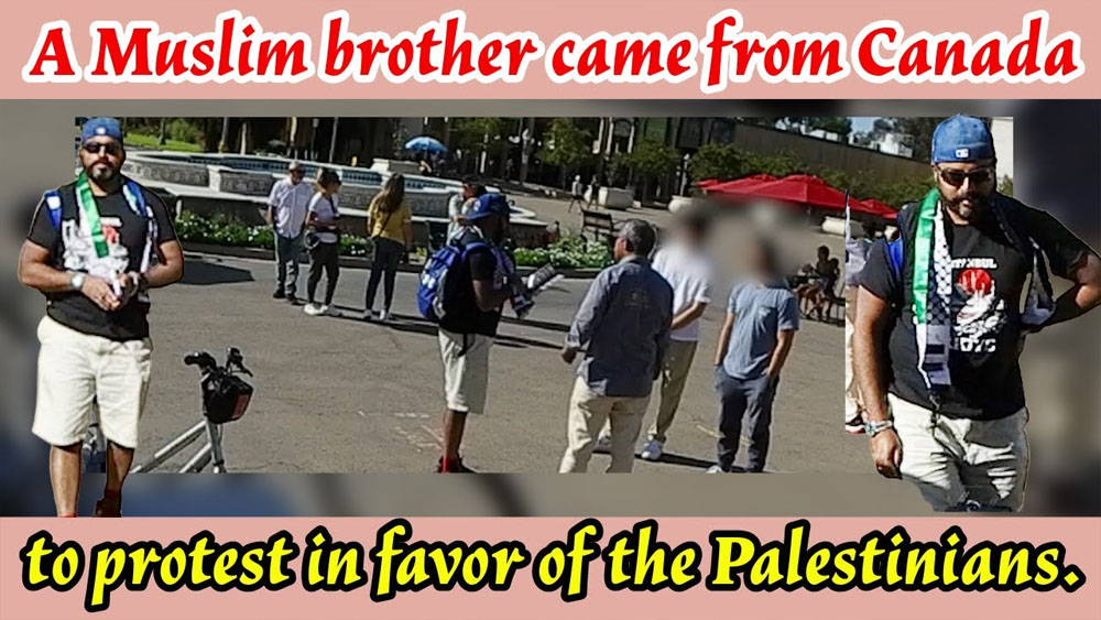 A Muslim brother came from Canada to protest in favor of the Palestinians BALBOA PARK